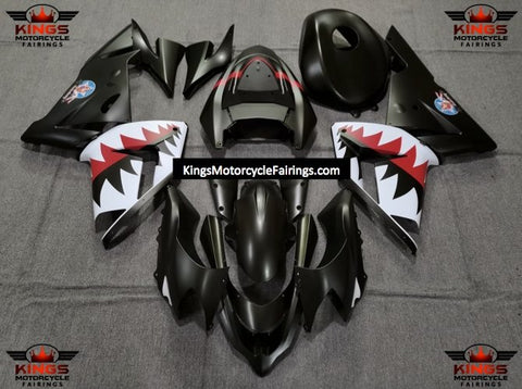 Matte Black Flying Tiger Bomber Fairing Kit for a 2004 & 2005 Kawasaki ZX-10R motorcycle