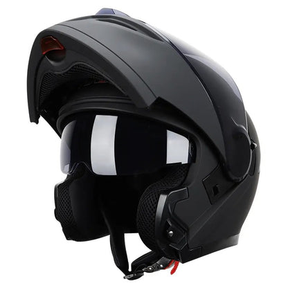 Matte Black HNJ Modular Full-Face Motorcycle Helmet with Horns brought to you by KingsMotorcycleFairings.com
