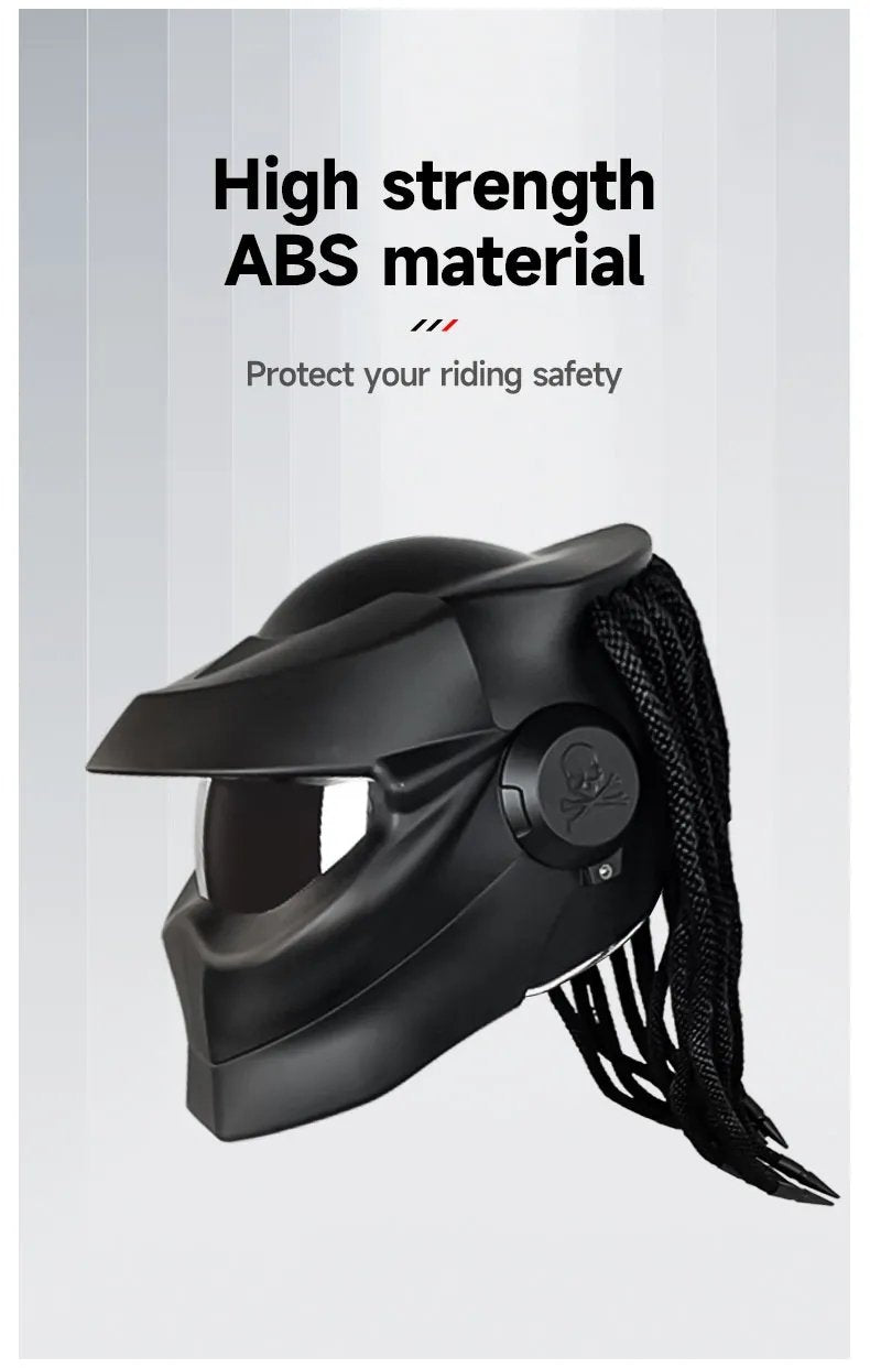 Predator Motorcycle Helmet - Black, Red Predator Motorcycle Helmet - Black, Red