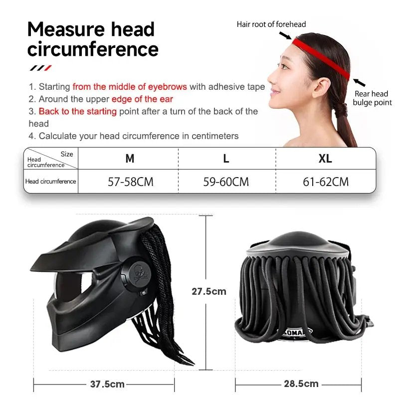 Matte Black Predator Motorcycle Helmet