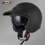 Matte Black RHKC Open Face Motorcycle Helmet at KingsMotorcycleFairings.com