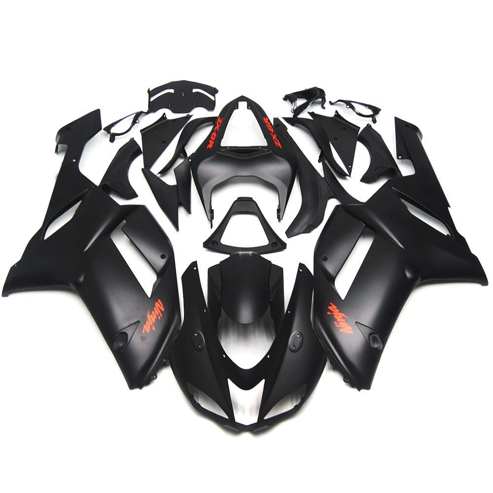 Matte Black and Red Fairing Kit for a 2007 & 2008 Kawasaki Ninja ZX-6R 636 motorcycle