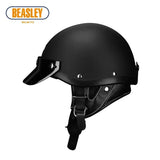 Matte Black Retro Open Face 3/4 Beasley Motorcycle Helmet is brought to you by KingsMotorcycleFairings.com