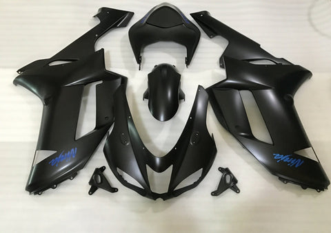 Fairing kit for a Kawasaki Ninja ZX6R 636 (2007-2008) Matte Black & Blue