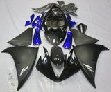 Black, Matte Black and Blue Fairing Kit for a 2012, 2013 & 2014 Yamaha YZF-R1 motorcycle