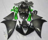 Black, Matte Black and Green Fairing Kit for a 2009, 2010 & 2011 Yamaha YZF-R1 motorcycle