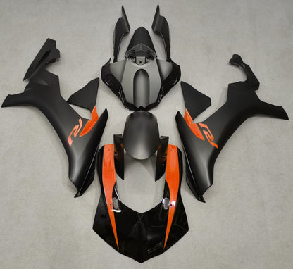 Matte Black, Gloss Black and Orange Fairing Kit for a 2015, 2016, 2017, 2018 & 2019 Yamaha YZF-R1 motorcycle