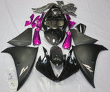 Black, Matte Black and Pink Fairing Kit for a 2012, 2013 & 2014 Yamaha YZF-R1 motorcycle