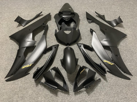 Matte Black and Gold Fairing Kit for a 2008, 2009, 2010, 2011, 2012, 2013, 2014, 2015 & 2016 Yamaha YZF-R6 motorcycle