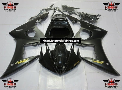 Matte Black, Gloss Black and Gold Fairing Kit for a 2003 & 2004 Yamaha YZF-R6 motorcycle