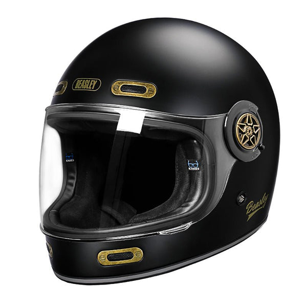 Matte Black & Gold Beasley Motorcycle Helmet from KingsMotorcycleFairings.com
