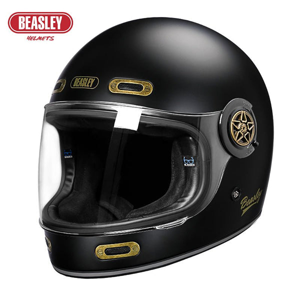 Matte Black & Gold Beasley Motorcycle Helmet from KingsMotorcycleFairings.com