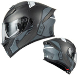 Black Satin & Matte Gray A+ Ryzen Motorcycle Helmet at KingsMotorcycleFairings.com