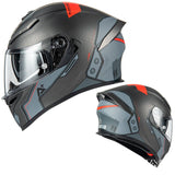 Matte Black, Gray & Red A+ Ryzen Motorcycle Helmet at KingsMotorcycleFairings.com