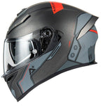 Matte Black, Gray & Red A+ Ryzen Motorcycle Helmet at KingsMotorcycleFairings.com