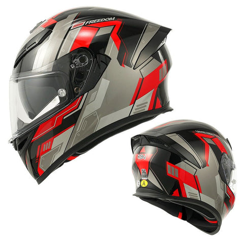 Matte Black, Gray & Red Freedom Ryzen Motorcycle Helmet at KingsMotorcycleFairings.com