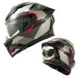 Matte Black, Gray, Silver & Red Ryzen Motorcycle Helmet at KingsMotorcycleFairings.com