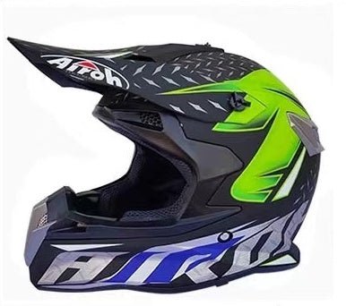 Matte Black, Green, Gray & Blue Dirt Bike Motorcycle Helmet at KingsMotorcycleFairings.com