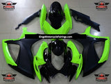 Matte Black, Green and Gloss Black Fairing Kit for a 2006 & 2007 Suzuki GSX-R750 motorcycle