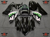 Matte Black, Green and White Shark Teeth Fairing Kit for a 2004 & 2005 Kawasaki ZX-10R motorcycle