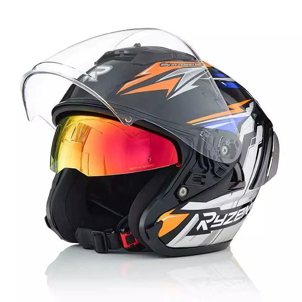 Matte Black, Orange, Silver & Blue RO5 Motorcycle Helmet at KingsMotorcycleFairings.com