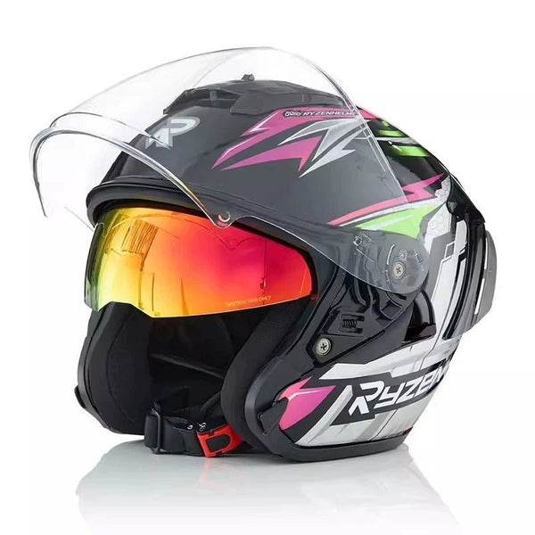 Matte Black, Pink, Silver & Green RO5 Motorcycle Helmet at KingsMotorcycleFairings.com