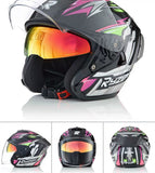 Matte Black, Pink, Silver & Green RO5 Motorcycle Helmet at KingsMotorcycleFairings.com