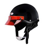 Matte Black & Red Retro Open Face 3/4 Beasley Motorcycle Helmet is brought to you by KingsMotorcycleFairings.com