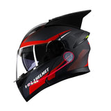 Matte Black, Red and Silver HNJ Modular Full-Face Motorcycle Helmet by KingsMotorcycleFairings.com