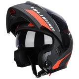 Matte Black, Red and Silver HNJ Modular Full-Face Motorcycle Helmet by KingsMotorcycleFairings.com