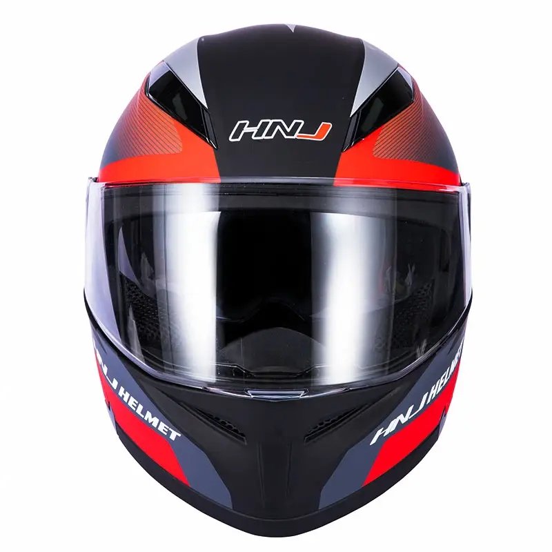 Matte Black, Red and Silver HNJ Modular Full-Face Motorcycle Helmet by KingsMotorcycleFairings.com