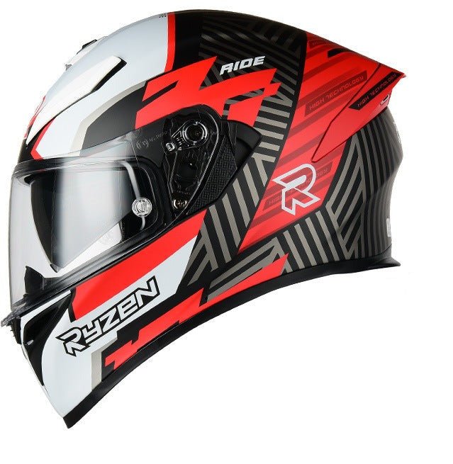 Motorcycle Helmet in Matte Black, Red, Silver, White