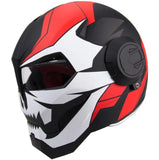 Matte Black, Red and White Skeleton Iron Man Full Face Modular Motorcycle Helmet is brought to you by KingsMotorcycleFairings.com
