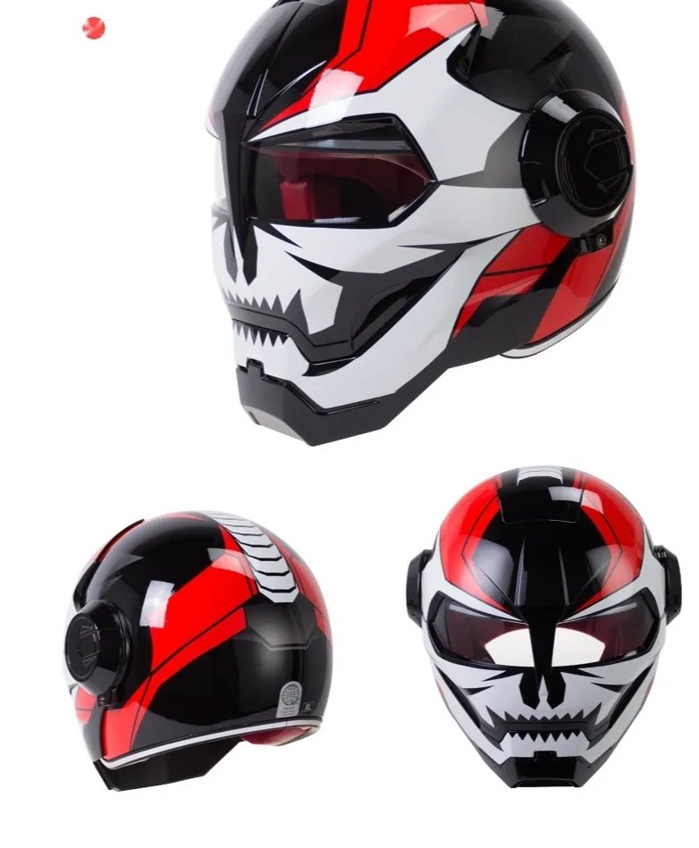 full face motorcycle skull skeleton helmet Motorcycle Helmet, Black, Red, White Skeleton Iron Man