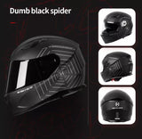 Matte Black and Silver Spider Web HNJ Full-Face Motorcycle Helmet is brought to you by KingsMotorcycleFairings.com