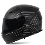 Matte Black and Silver Spider Web HNJ Full-Face Motorcycle Helmet is brought to you by KingsMotorcycleFairings.com