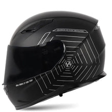 Matte Black and Silver Spider Web HNJ Full-Face Motorcycle Helmet is brought to you by KingsMotorcycleFairings.com