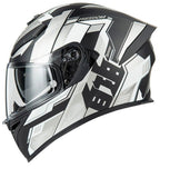 Matte Black, Silver & White Freedom Ryzen Motorcycle Helmet at KingsMotorcycleFairings.com