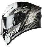 Matte Black, Silver & White Ride Ryzen Motorcycle Helmet at KingsMotorcycleFairings.com