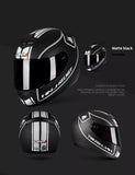 The Matte Black and White Stripe HNJ Full-Face Motorcycle Helmet with Horns is brought to you by Kings Motorcycle Fairings