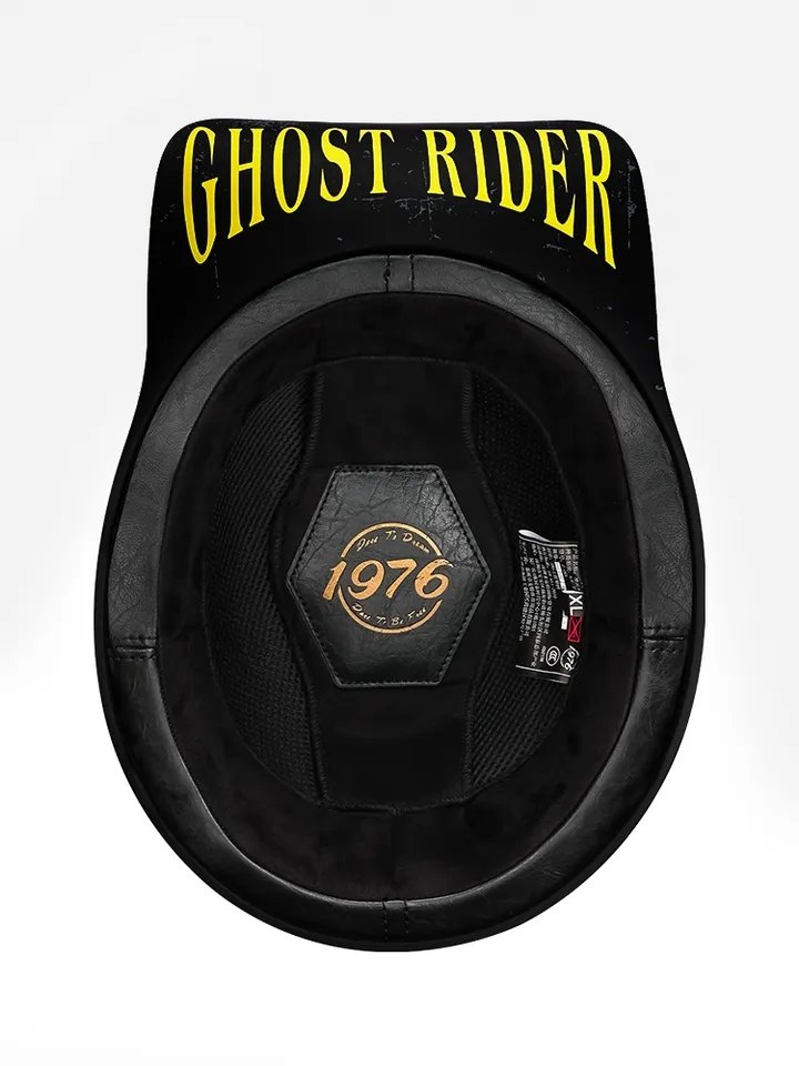 ghost rider motorcycle helmets Motorcycle Helmet, Vintage Matte Black, Yellow Ghost Rider