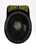 Matte Black and Yellow Ghost Rider Vintage Baseball Cap Motorcycle Helmet is brought to you by KingsMotorcycleFairings.com
