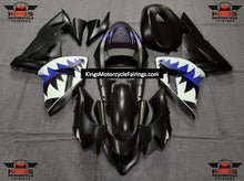 Matte Black, Blue and White Shark Teeth Fairing Kit for a 2004 & 2005 Kawasaki ZX-10R motorcycle