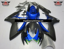 Matte Black, Blue and Green Fairing Kit for a 2006 & 2007 Suzuki GSX-R600 motorcycle