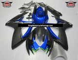 Matte Black, Blue and Green Fairing Kit for a 2006 & 2007 Suzuki GSX-R750 motorcycle