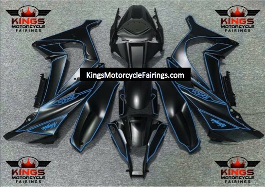Matte Black and Blue Fairing Kit for a 2011, 2012, 2013, 2014 & 2015 Kawasaki Ninja ZX-10R motorcycle
