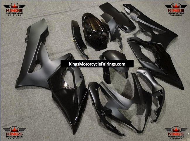 Matte Black and Gloss Black Fairing Kit for a 2005 & 2006 Suzuki GSX-R1000 motorcycle