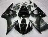 Matte Black and Gloss Black Fairing Kit for a 2005 Yamaha YZF-R6 motorcycle