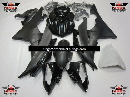 Matte Black and Gloss Black Fairing Kit for a 2008, 2009, 2010, 2011, 2012, 2013, 2014, 2015 & 2016 Yamaha YZF-R6 motorcycle