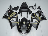 Matte Black and Gold Rizla Fairing Kit for a 2003 & 2004 Suzuki GSX-R1000 motorcycle